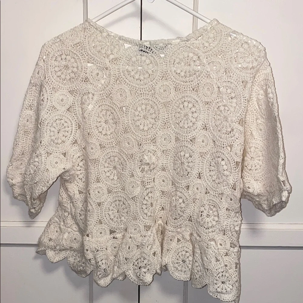 Zara Small White Lace Blouse - Picture 3 of 9